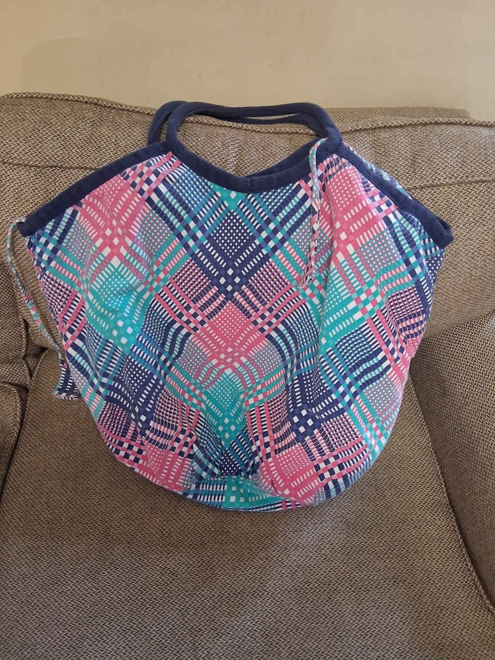 Macbeth Collection By Margaret Josephs Oversized Plaid Cotton Tote Bag